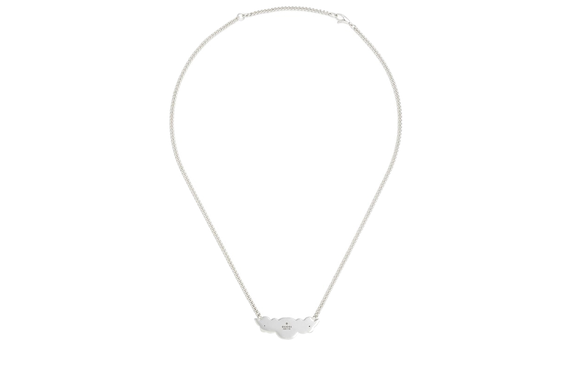 Shop GUCCI 春節限定雙G 925純銀琺瑯項鍊 男女款 銀色。 777993J89L08497