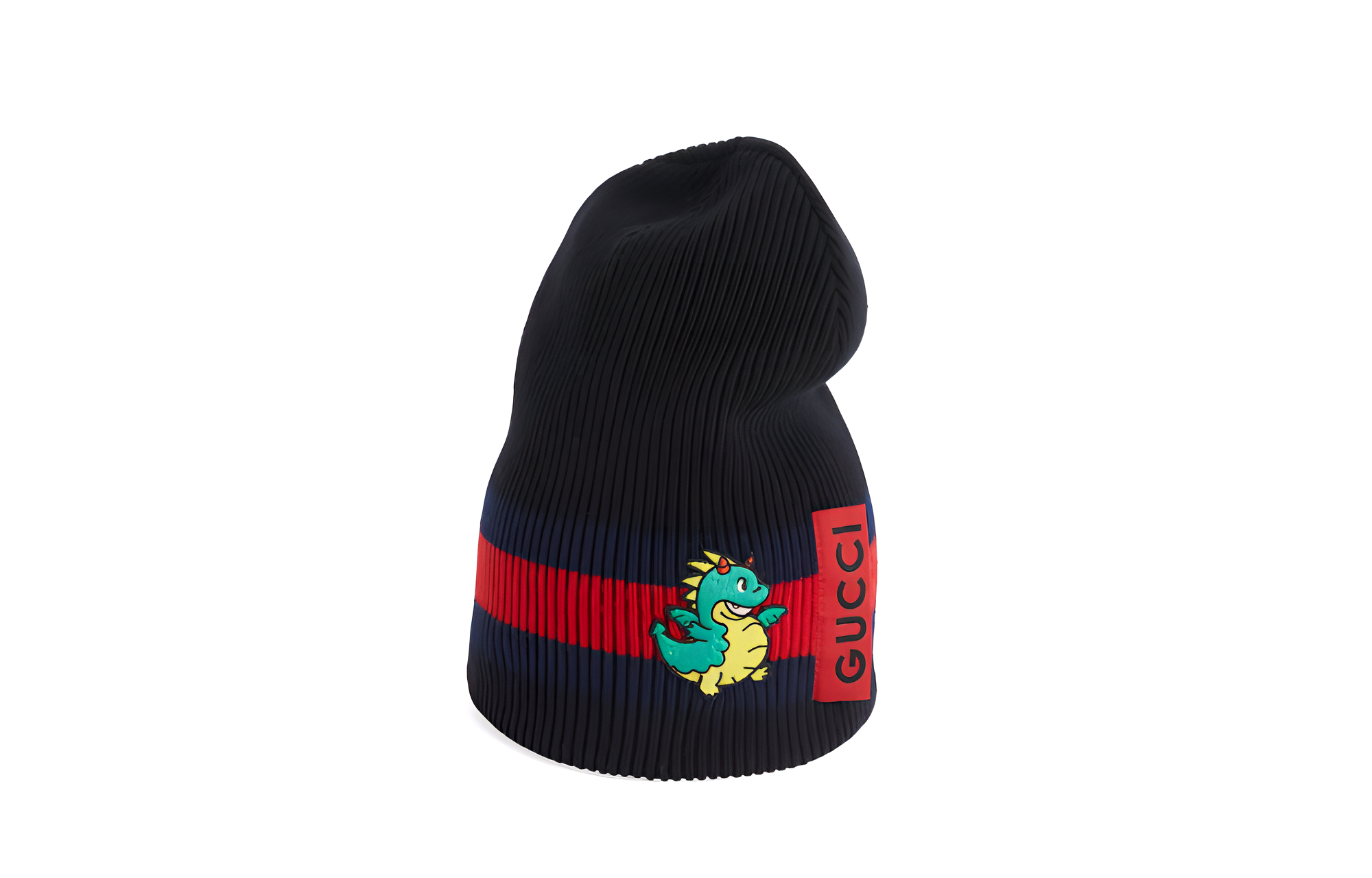 GUCCI Chinese New Year Dragon Baby Print Wool Beanie Unisex Black. 7743543G2061068