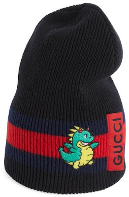 GUCCI Chinese New Year Dragon Baby Print Wool Beanie Unisex Black. 7743543G2061068 Order GUCCI Chinese New Year Dragon Baby Print Wool Beanie Unisex Black. 7743543G2061068