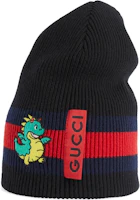 Lookbook GUCCI 中國新年龍寶寶印花羊毛黑色毛帽 男女通用 7743543G2061068