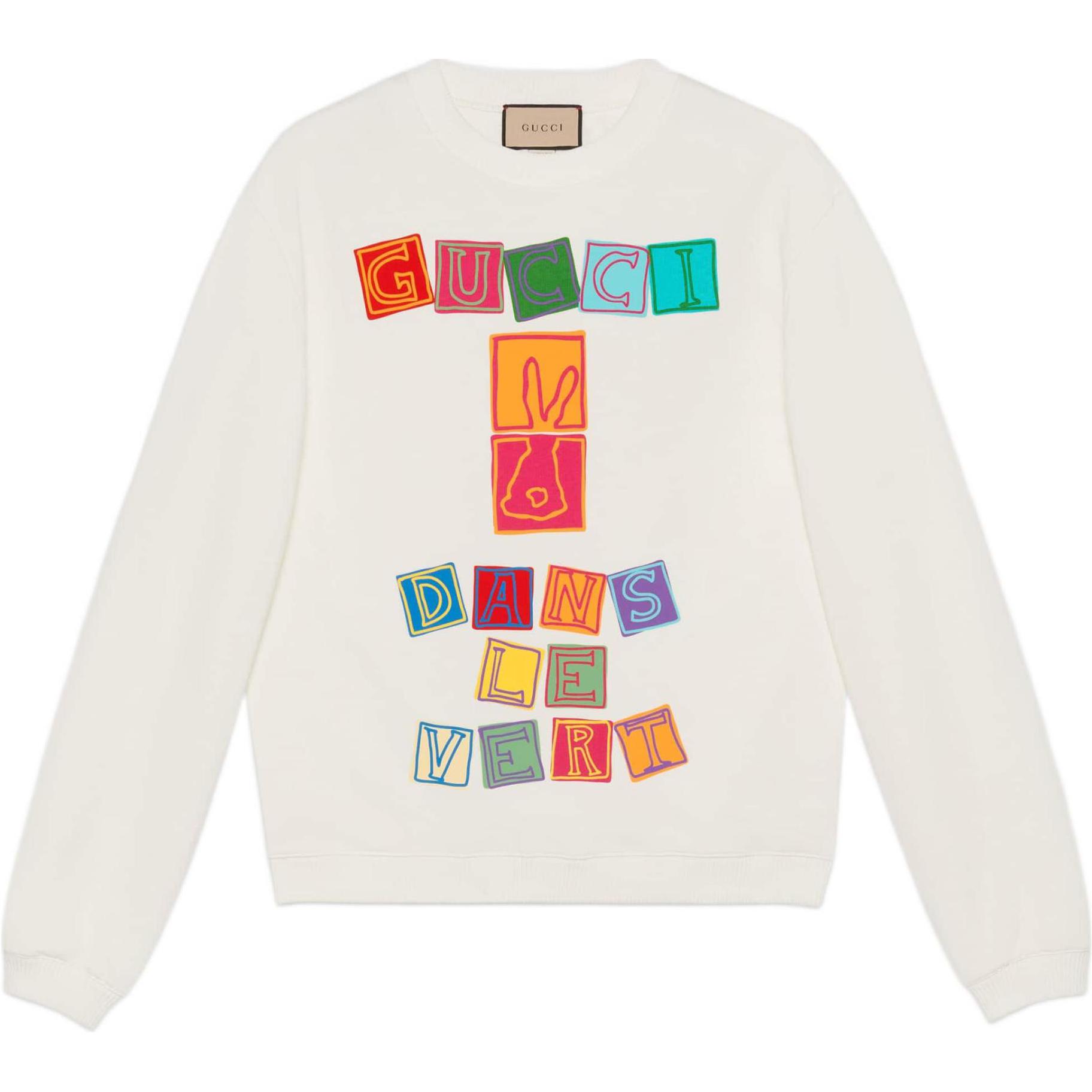 Gucci Chinese New Year FW22 Ivory Logo Print Crewneck Pullover Sweatshirt Men 726466-XJE52-9045