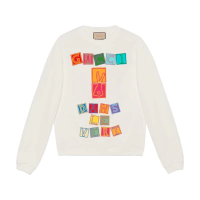 Gucci Chinese New Year FW22 Ivory Logo Print Crewneck Pullover Sweatshirt Men 726466-XJE52-9045