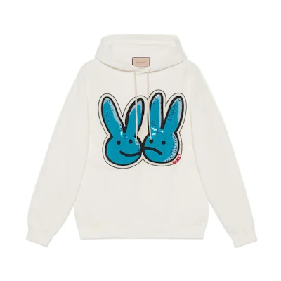 Gucci Chinese New Year SS23 White Rabbit Logo Print Hoodie 728986-XJE79-9275