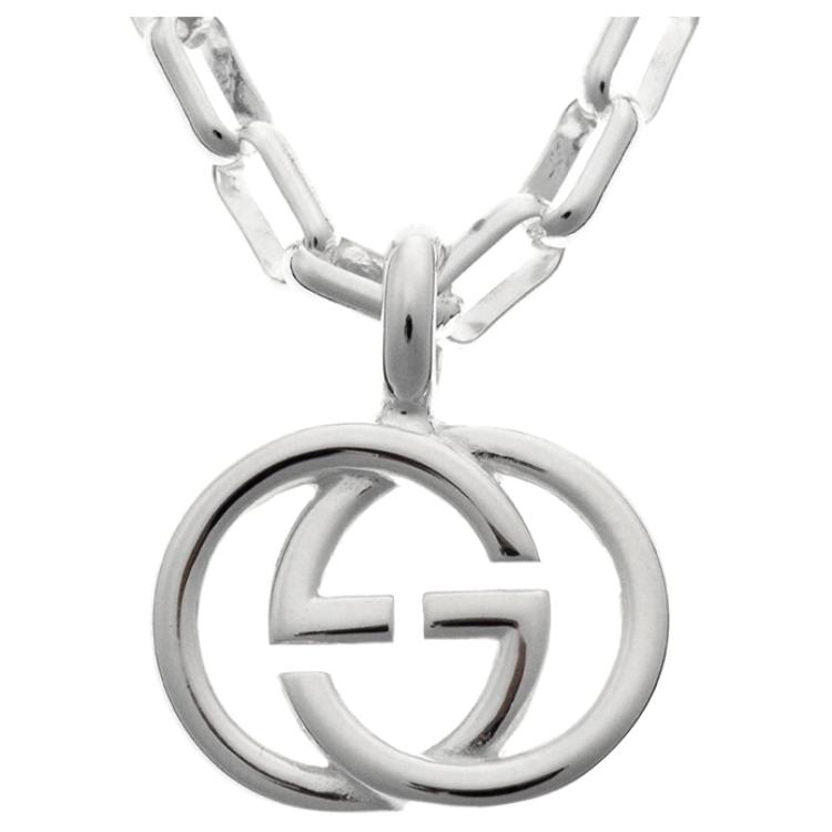 GUCCI Classic 3D Double G Silver Pendant Necklace 925 Silver Unisex Couples. 295710-J8400-8106