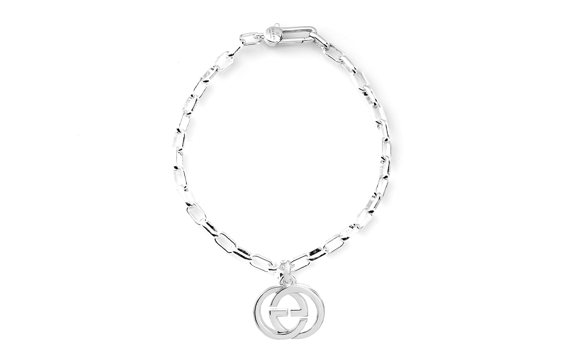 Order Pulsera GUCCI Clásica Unisex de Plata 925 con Colgante Doble G Diseño Pareja. 295711-J8400-8106