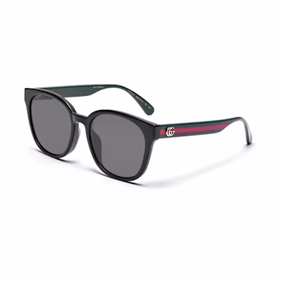GUCCI Classic Double G Sunglasses UV Protection Unisex Black with Red-Green Details GUCCI-GG-0855SK-001