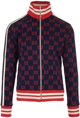 Gucci Classic GG Jacquard Full-Zip Jacket for Men in Blue/Red 496919-X9L13-4330 Buy Gucci Classic GG Jacquard Full-Zip Jacket for Men in Blue/Red 496919-X9L13-4330