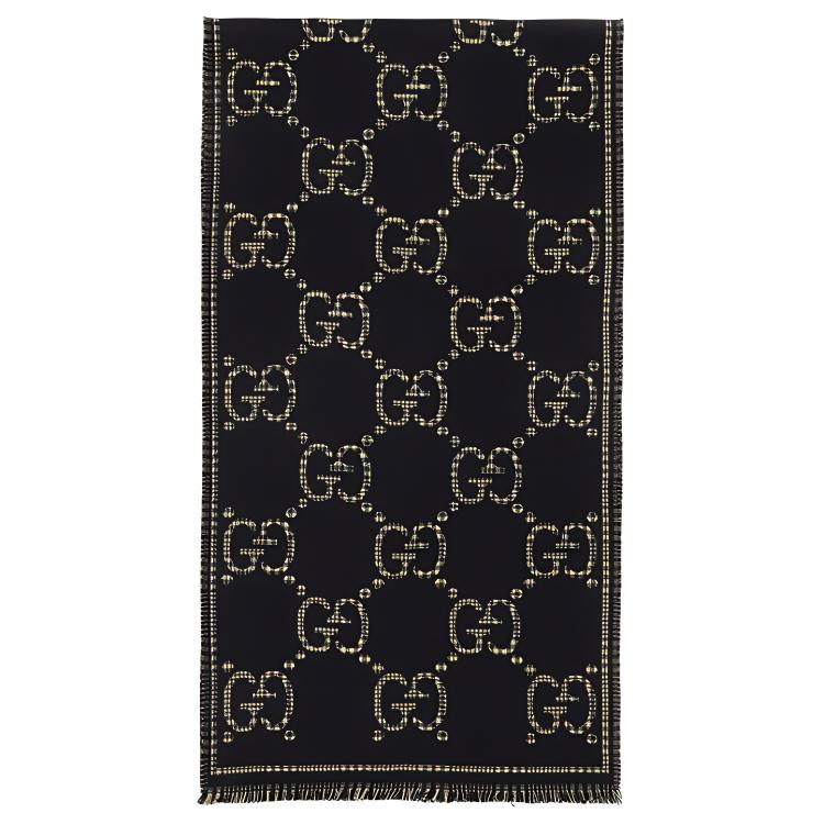 GUCCI Classic GG Monogram Knit Scarf Unisex Couple Style Black/Navy 660025-4G386-1066 圖 2