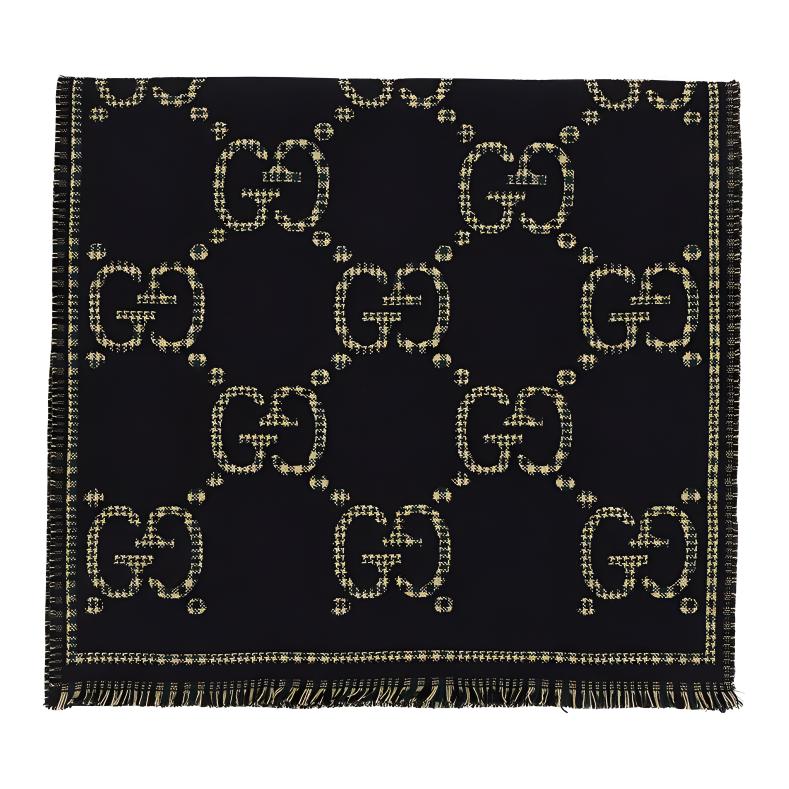 GUCCI Classic GG Monogram Knit Scarf Unisex Couple Style Black/Navy 660025-4G386-1066 圖 3