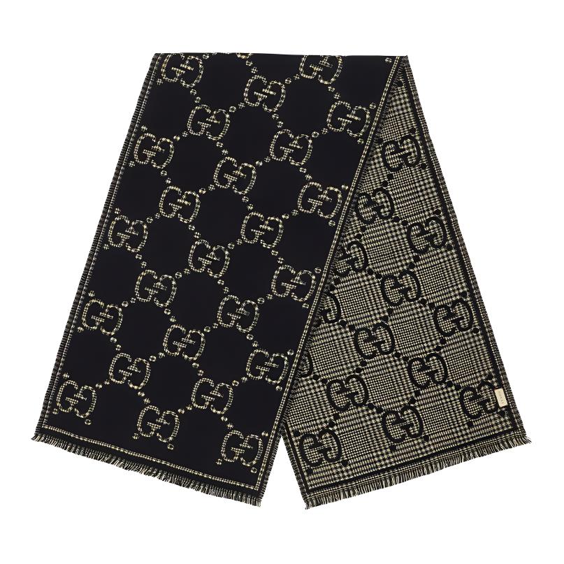 GUCCI Classic GG Monogram Knit Scarf Unisex Couple Style Black/Navy 660025-4G386-1066 圖 4