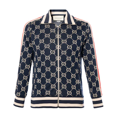 Gucci Classic GG Monogram Zip-Up Jacket Blue 496919-X9V05-4245