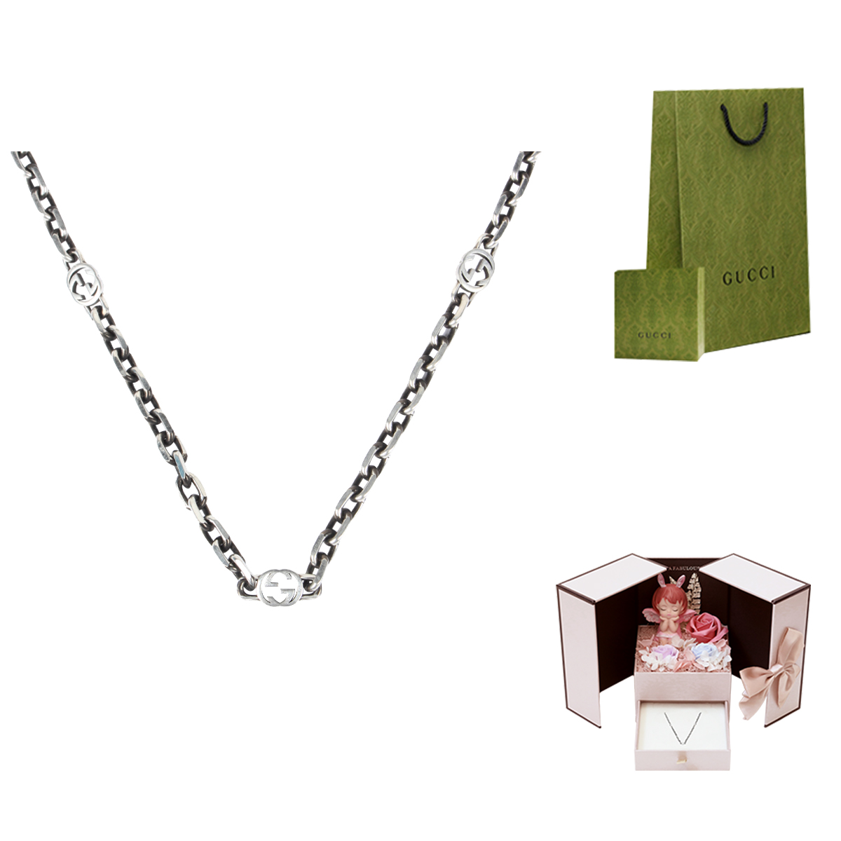 GUCCI Classic GG Necklace Series Cuban Chain 925 Silver Unisex Vintage Style. 616941-J8400-0811 圖 14