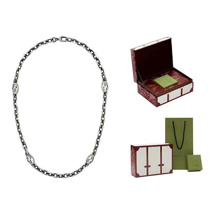 GUCCI Classic GG Necklace Series Cuban Chain 925 Silver Unisex Vintage Style. 616941-J8400-0811 圖 15