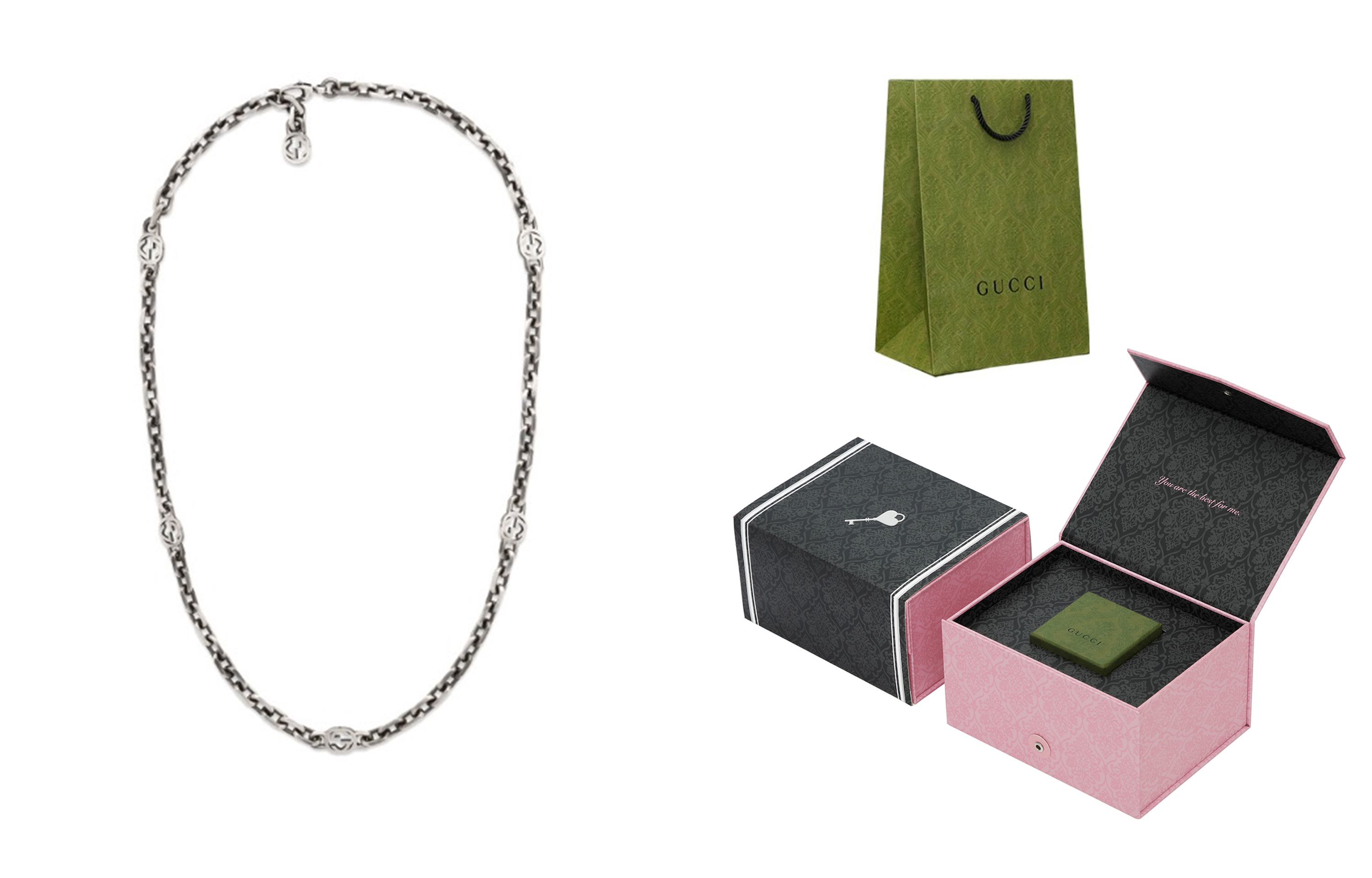 GUCCI Classic GG Necklace Series Cuban Chain 925 Silver Unisex Vintage Style. 616941-J8400-0811 圖 17