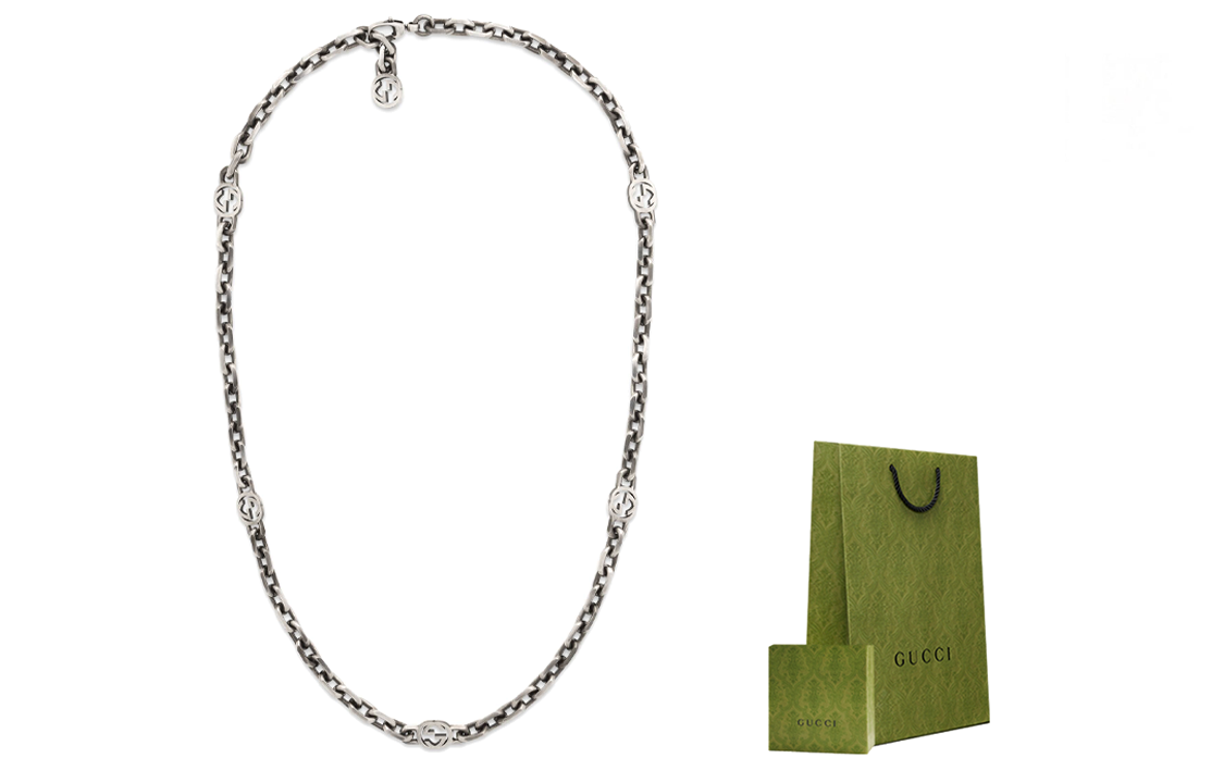 GUCCI Classic GG Necklace Series Cuban Chain 925 Silver Unisex Vintage Style. 616941-J8400-0811 圖 2