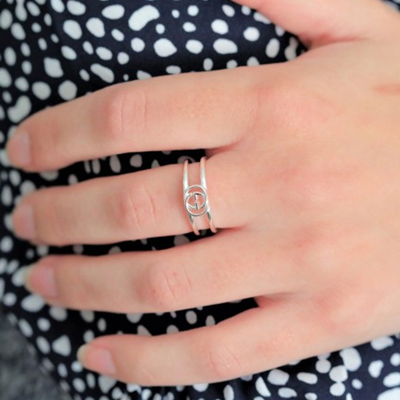 Purchase GUCCI 經典GG紋9mm 925銀男女情侶戒指 銀色 YBC295716001