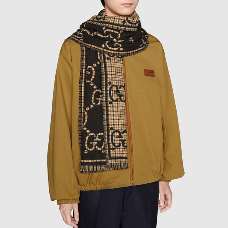 GUCCI Classic GG Pattern Wool Knit Scarf Unisex Couple Style. 660025-4G386-1079 圖 6