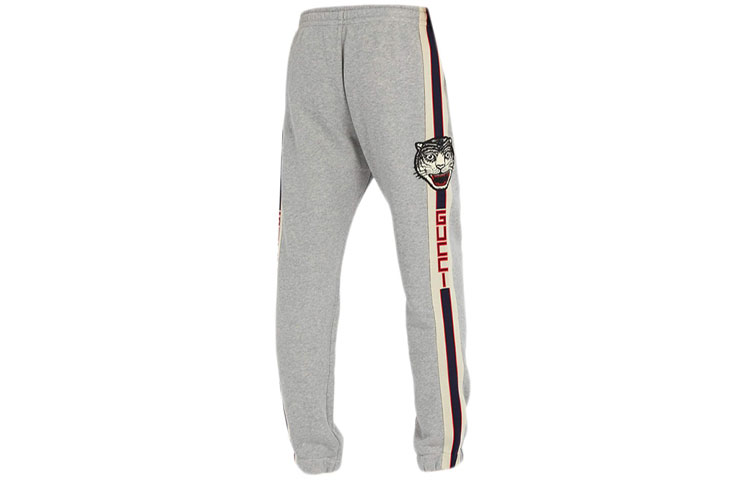 Lookbook GUCCI 經典虎頭貼飾灰色針織運動長褲 ⁣497252-X9I98-1295