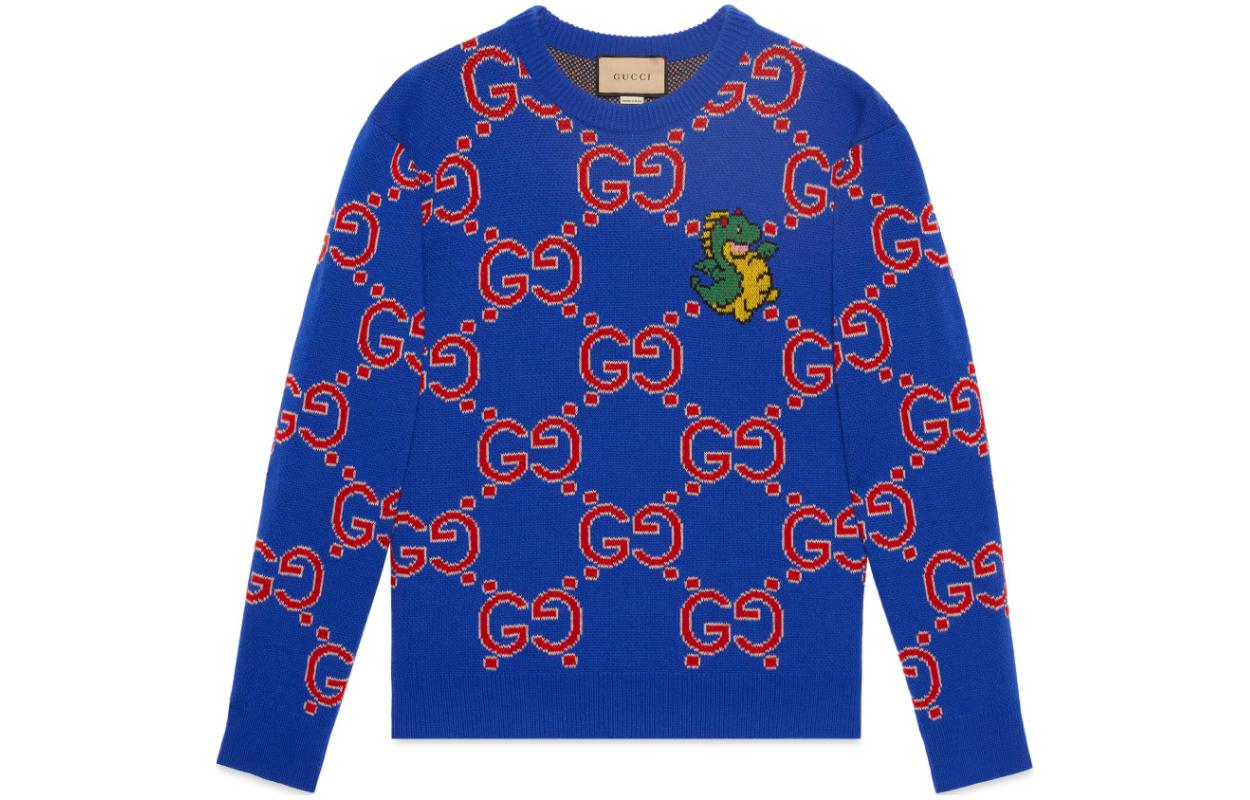 Gucci CNY SS24 Blue Dragon Logo Jacquard Sweater 770833-XKDVM-4892