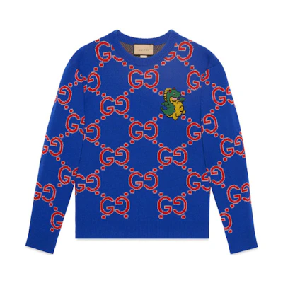 Gucci CNY SS24 Blue Dragon Logo Jacquard Sweater 770833-XKDVM-4892