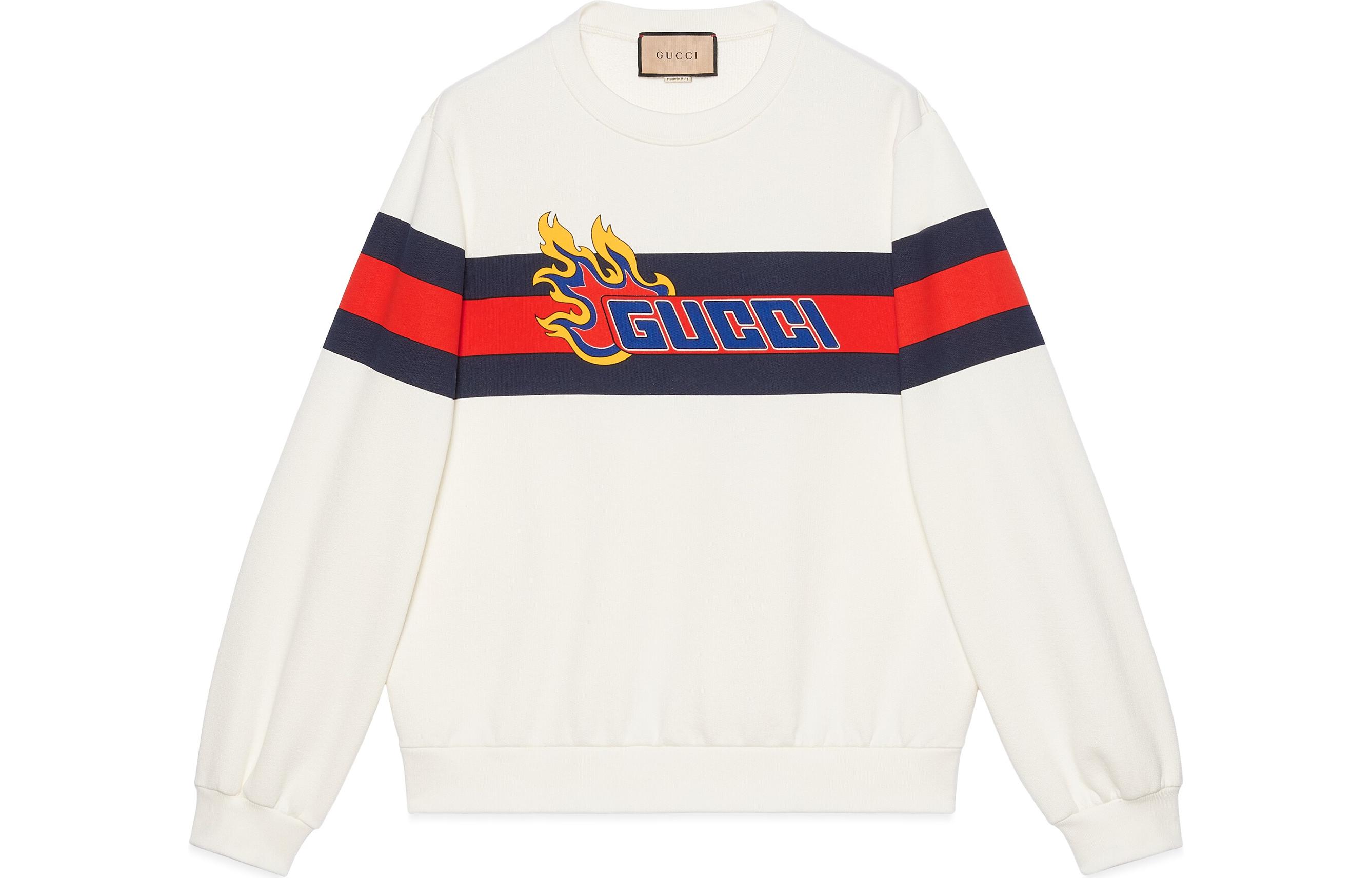 Gucci CNY SS24 Ivory Sweatshirt with Logo & Flame Print 771474-XJGCF-9095