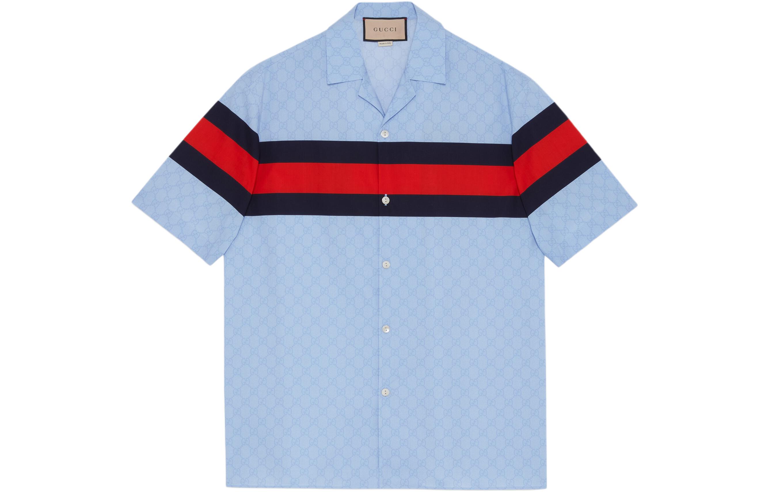 Gucci CNY SS24 Striped Cuban Collar Shirt Light Blue 770820-ZAPXY-4725