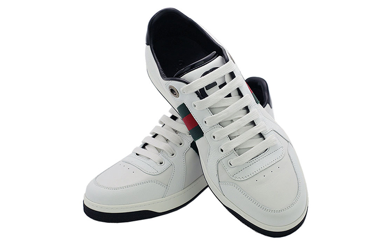 Shop Gucci Coda 網紋條紋低筒運動鞋 '白色' 283115-APD90-9072