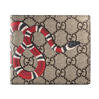 Gucci Coin Wallet GG Supreme Kingsnake Print Beige/Ebony
