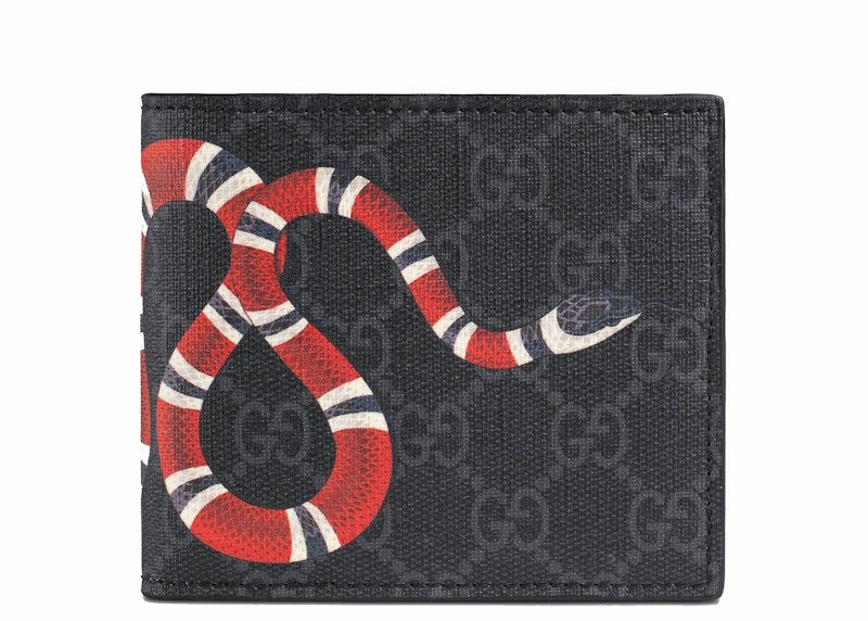 Gucci Coin Wallet GG Supreme Kingsnake Print Black/Grey