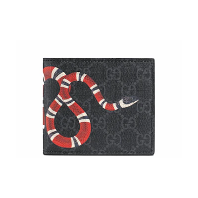Gucci Coin Wallet GG Supreme Kingsnake Print Black/Grey