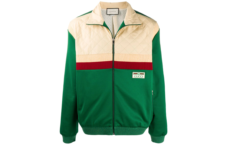 Gucci Color-block Zip-up Jacket with Letter Applique Collar 625287-XJCNI-3214