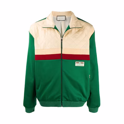 Gucci Color-block Zip-up Jacket with Letter Applique Collar 625287-XJCNI-3214