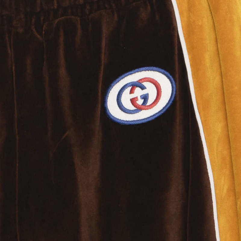 Shop GUCCI 拼色高腰休闲裤 男女同款 棕色 562251-XJA3J-2215