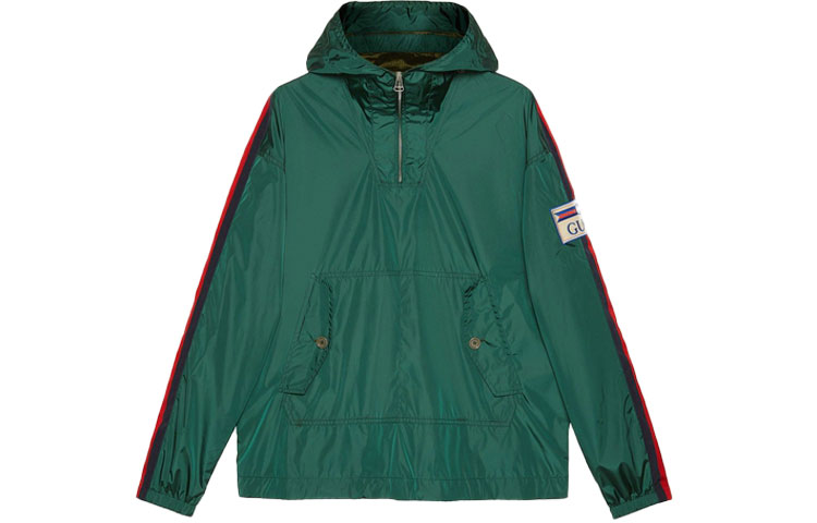 Gucci Colorblock Hooded Pullover Jacket Green Menswear 654827-ZAGVU-3283