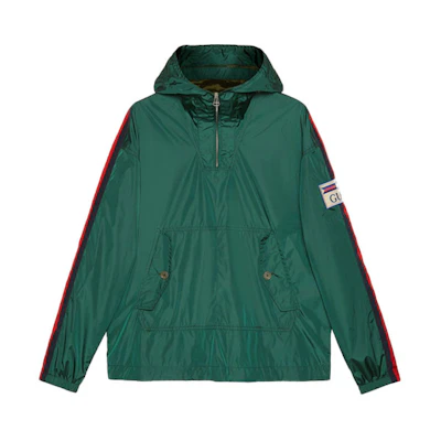 Gucci Colorblock Hooded Pullover Jacket Green Menswear 654827-ZAGVU-3283