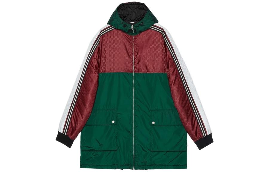 Gucci Colorblock Jacquard Hooded Jacket Green 590746-Z4039-6705