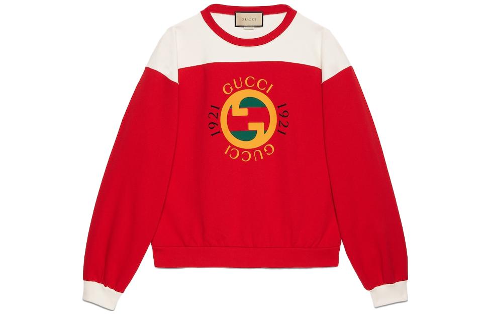 Gucci Colorblock Logo Crewneck Sweatshirt Red 756663-XJFWJ-6184
