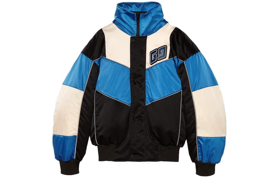 Gucci Colorblock Logo Print Zip-Up Jacket Black/Blue 759696-Z8BLA-1043