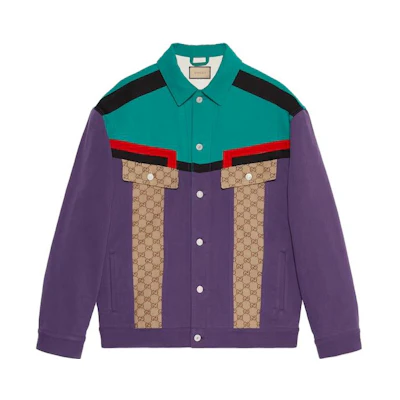 Gucci Colorblock Plaid Long Sleeve Jacket Purple 749077-XDCI5-5681