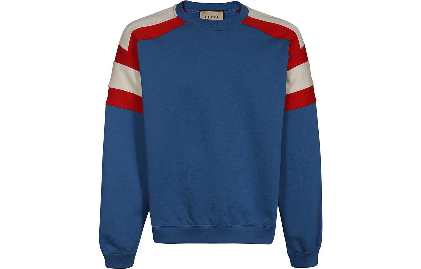 Gucci Colorblock Pullover Crewneck Sweatshirt Blue for Men 673668-XJDVD-4454
