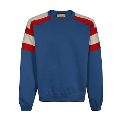 Gucci Colorblock Pullover Crewneck Sweatshirt Blue for Men 673668-XJDVD-4454