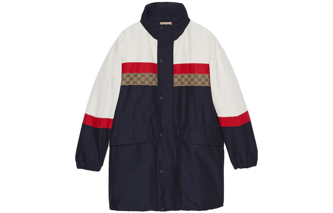 GUCCI Colorblock Stand Collar Snap Button Long Coat Jacket Men Multicolor 751915-ZANZ8-9799