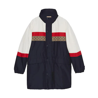 GUCCI Colorblock Stand Collar Snap Button Long Coat Jacket Men Multicolor 751915-ZANZ8-9799