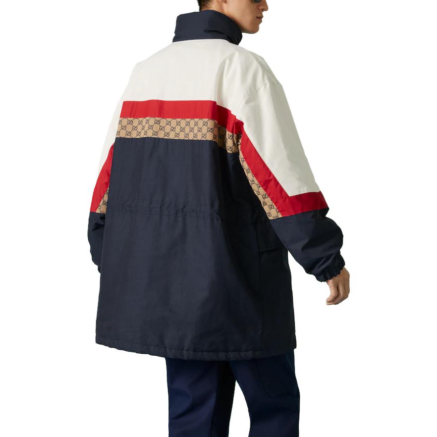 Shop GUCCI Jaket Panjang Lelaki Berwarna Warni dengan Butang Snap dan Kolar Berlapis 751915-ZANZ8-9799