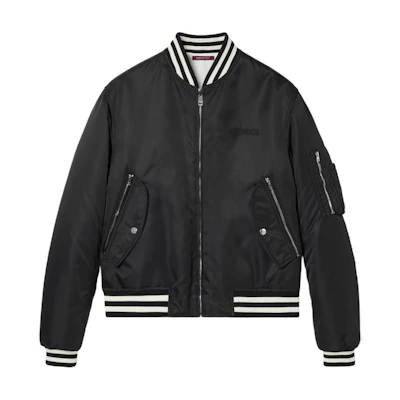 Gucci Colorblock Stripe Bomber Jacket Men’s Black Long Sleeve 794816-ZAREC-1043