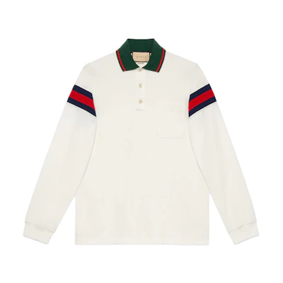 Gucci Colorblock Striped Detail Long Sleeve Polo Shirt 715268-XJETR-9088
