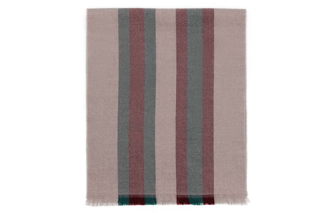 GUCCI Colorblock Wool Fringe Knit Scarf Brown Unisex 387574-4G200-9573 圖 4