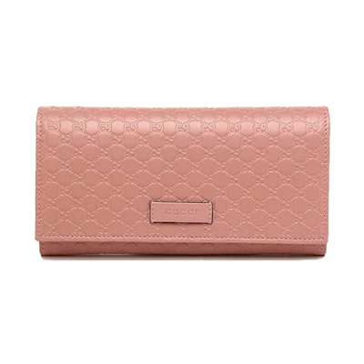 Gucci Continential Bifold Wallet Microguccissima Soft Pink