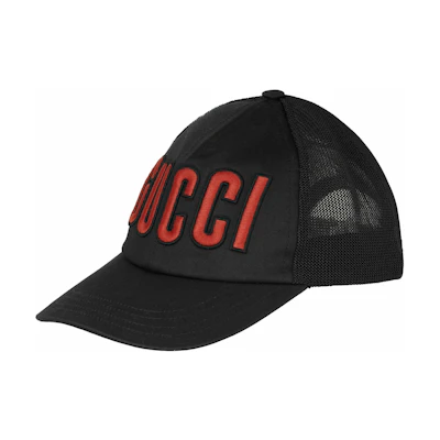 GUCCI Cotton Black Baseball Cap with Hollowed Logo Unisex. 7013244HAOY1060