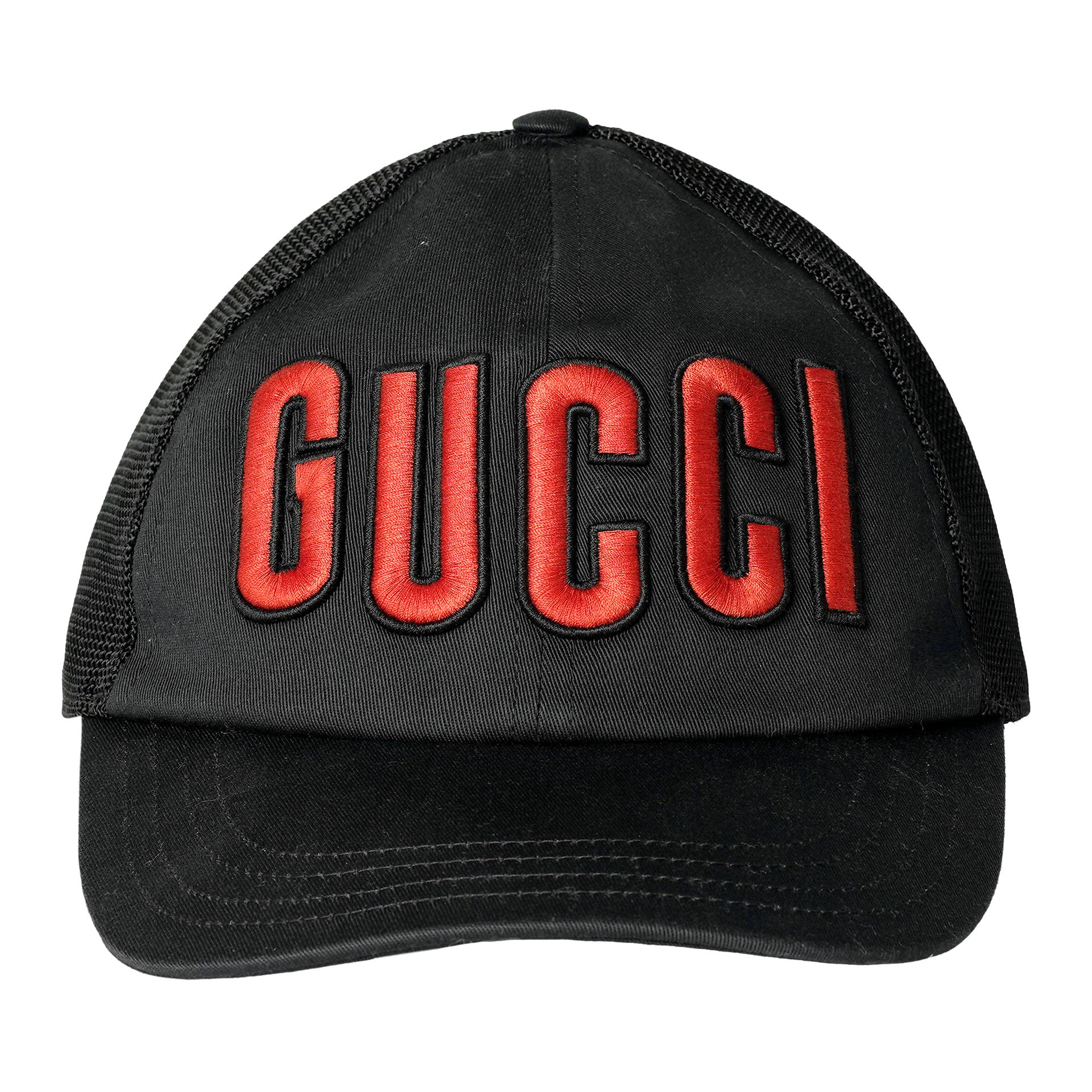 Lookbook GUCCI 棉質黑色鏤空Logo棒球帽 男女通用 7013244HAOY1060